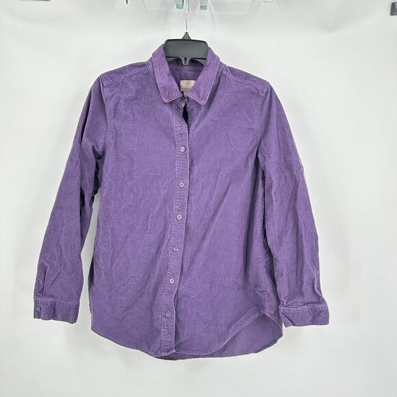 Chicos Womens Button Up Corduroy Top Size 1 US M Purple Elevated Basics Casual - Picture 1 of 8
